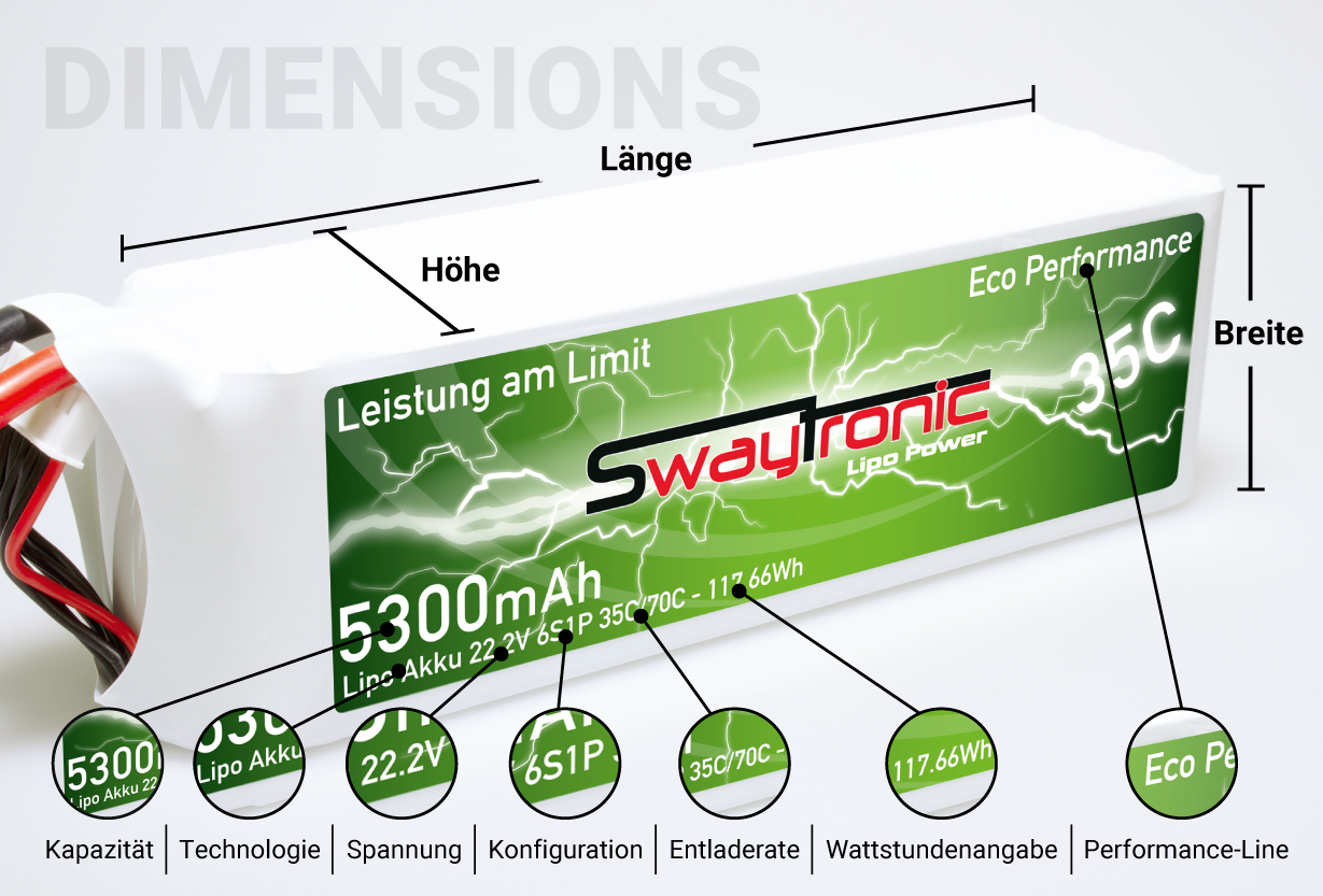 SWAY-AIR LiPo 2S 7.4V 2500mAh 35C/70C T-Plug