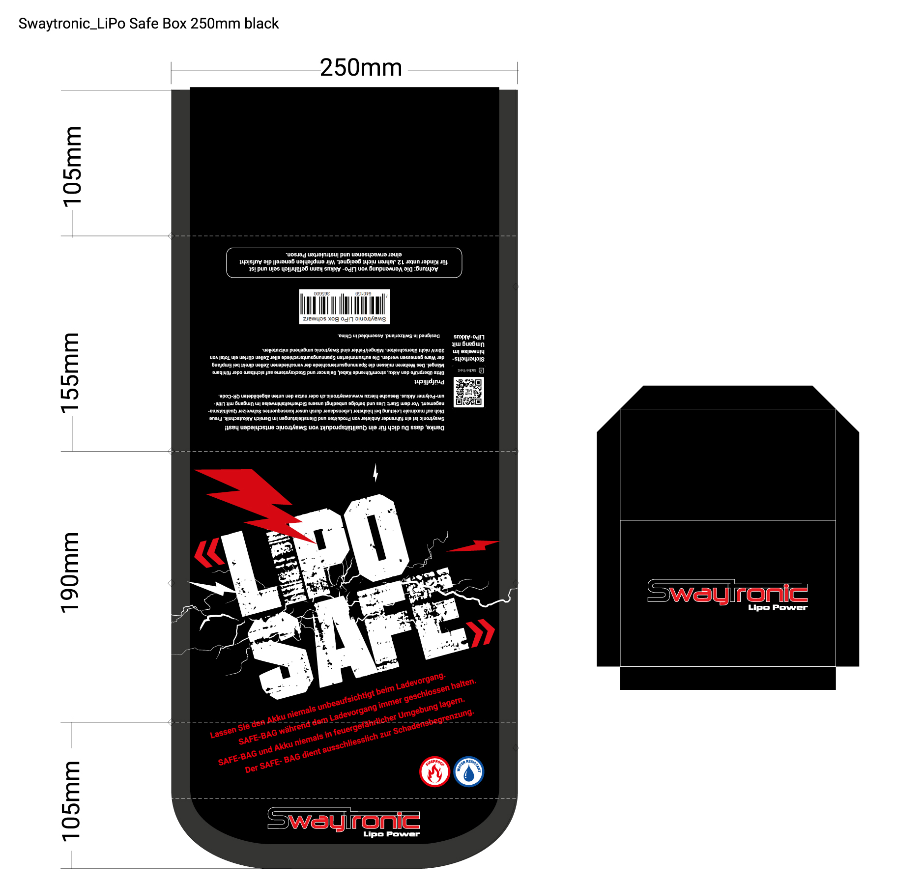 SWAYTRONIC Boîte LiPo noire L